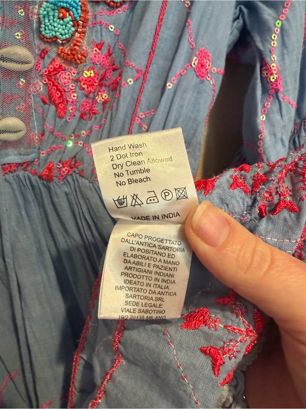 Beautiful Mid-Summer Ocean Blue Mini Dress, w/ Neon Pink Sequins and Seashells - Picture 5 of 11